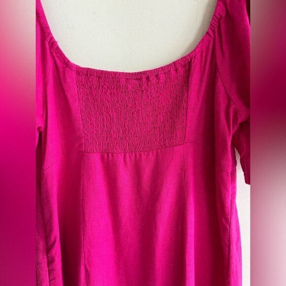 A New Day Women’s Pink Puffed Sleeve Linen Blend Dress - Picture 6 of 11